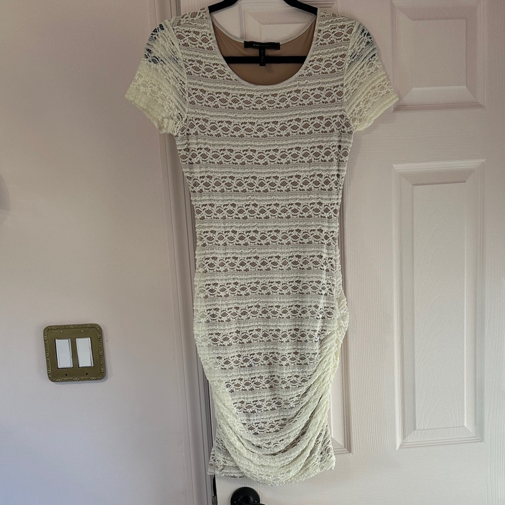BCBGMaxAzria Lace Mini Dress in Cream